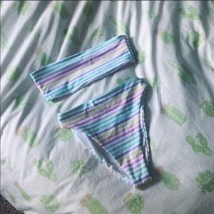 PacSun Rainbow Stripe Bikini Set